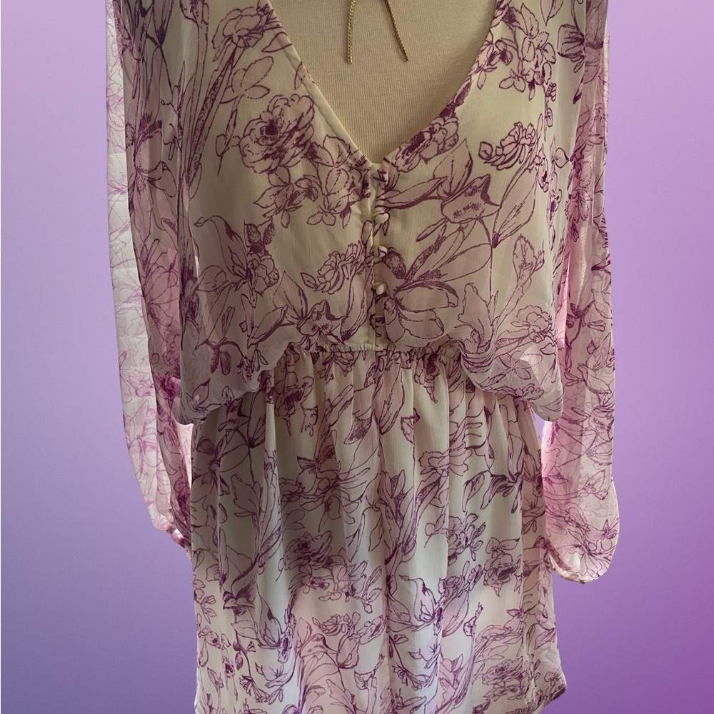 Boho floral sheer l/s dress 💟